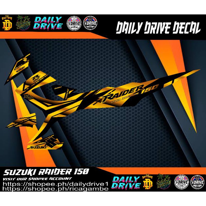 Suzuki Raider 150 Decal( Carb , Gold Color Design) Shopee Philippines