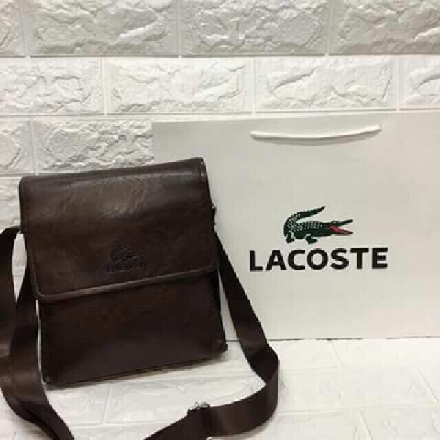 lacoste sling bag leather