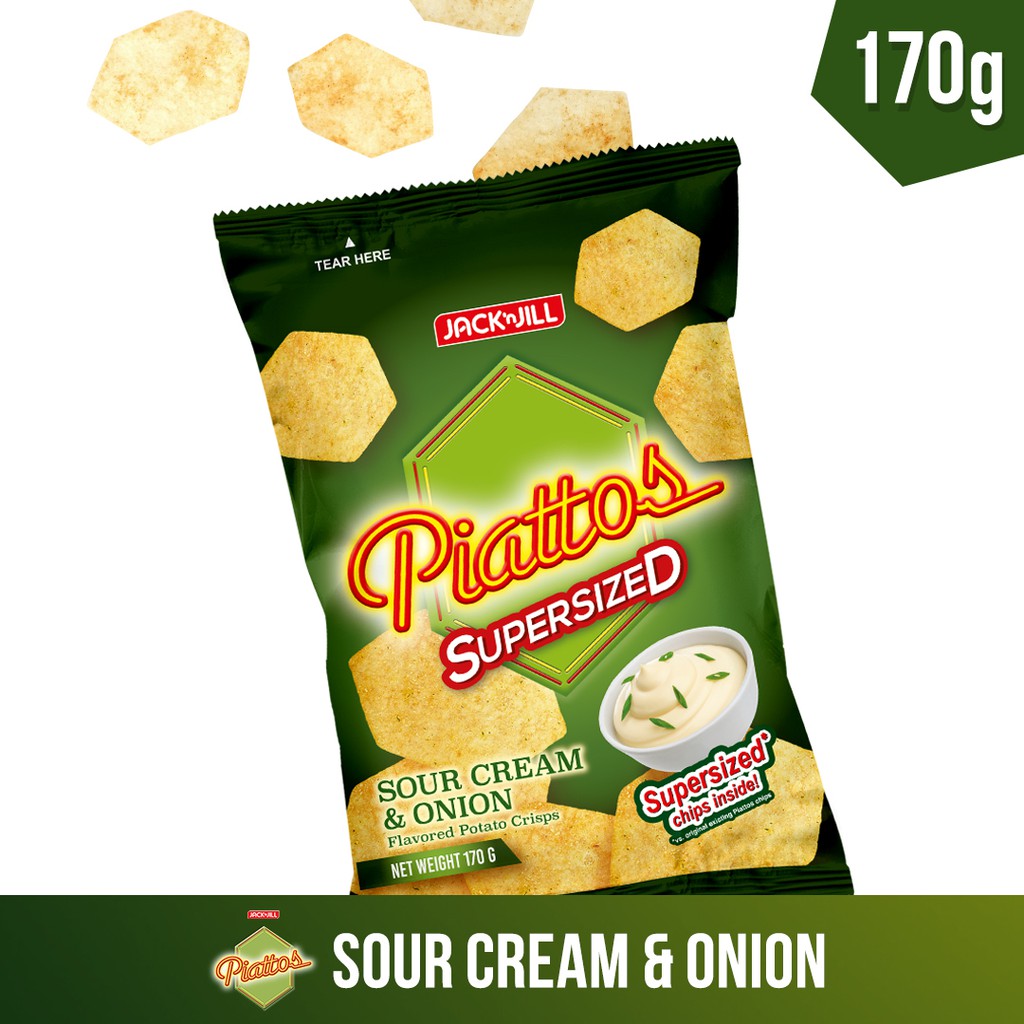 Piattos Sour Cream and Onion Supersized Chips 170g (Party Pack