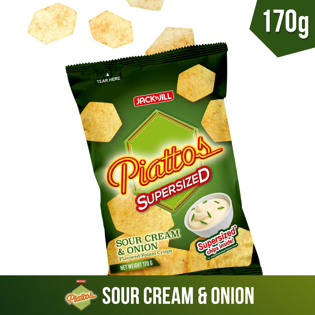 Piattos Sour Cream and Onion Supersized Chips 170g (Party Pack ...