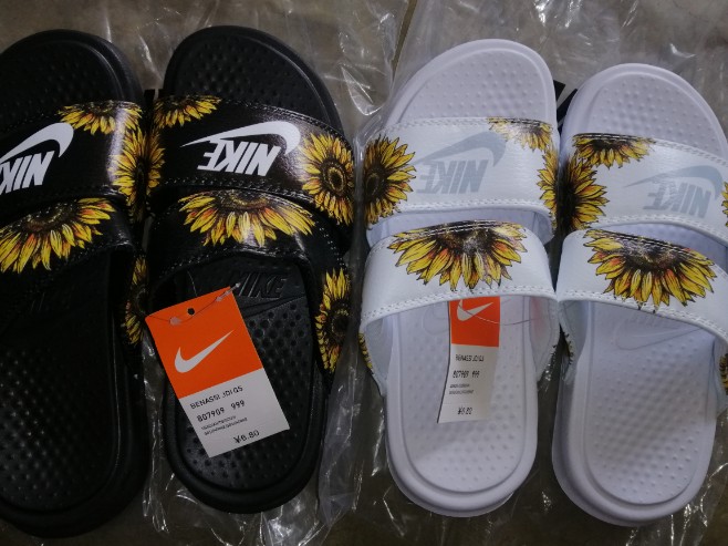 nike sandals with sunflowers