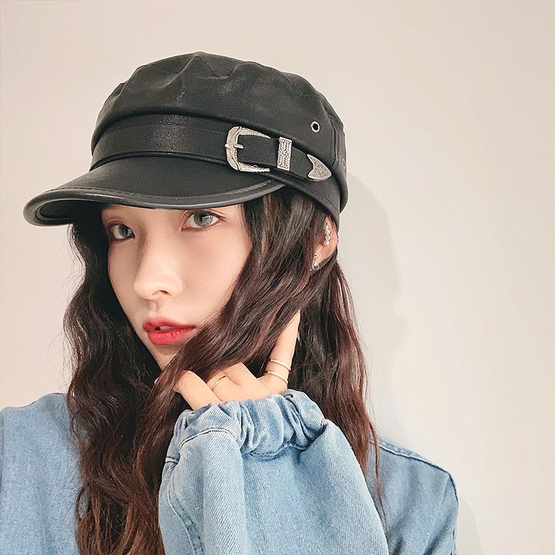 Brand Octagonal Hats Pu Leather Women S Hat For Men Newsboy Cap Fashion Octagonal Cap Female Visor G Shopee Philippines