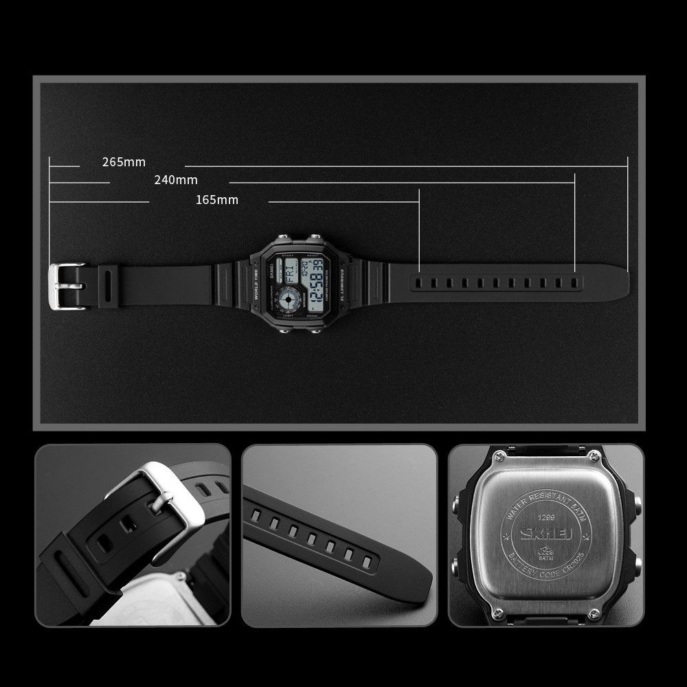 SKMEI 1299 Men's Sports Watch Dual Time Daily Alarm Snooze Hourly Chime Timed Reminder Chronograph Countdown Calendar 50