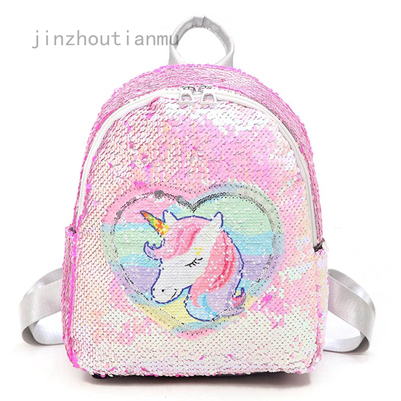 pink sequin unicorn backpack