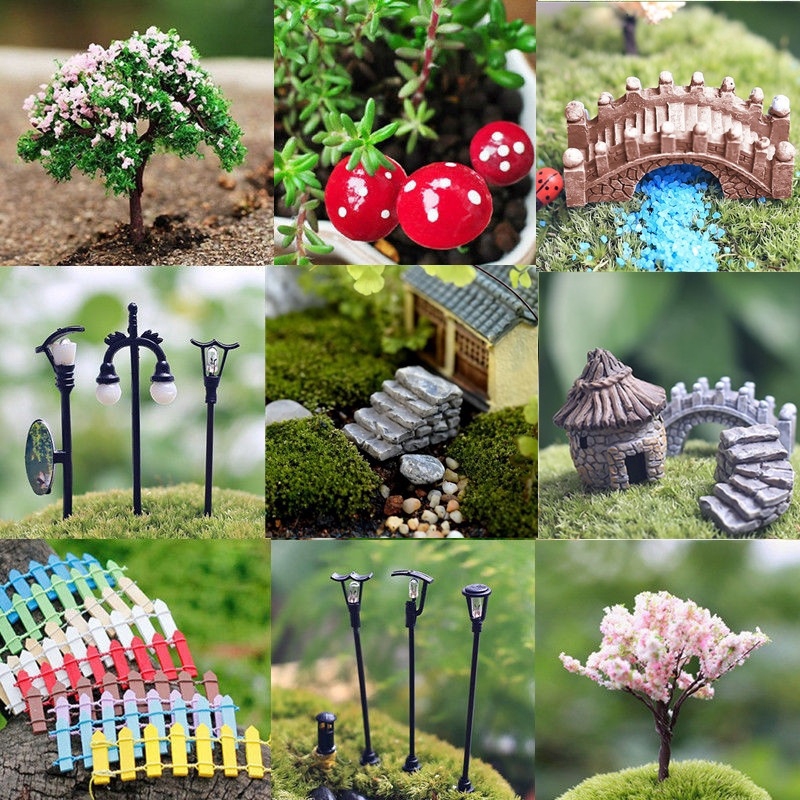 Retro Bridge Fairy Dollhouse Garden Lawn Ornament Miniature Landscape Figurine 