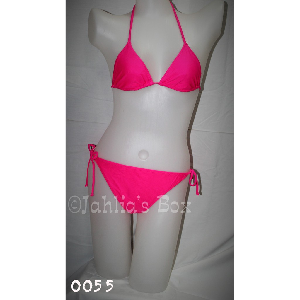 neon pink two piece swimsuit