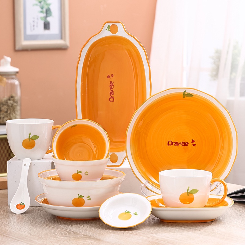 1pc Japanesestyle Ceramic Bowls and Plates Set Dinner Plate Soup Bowl