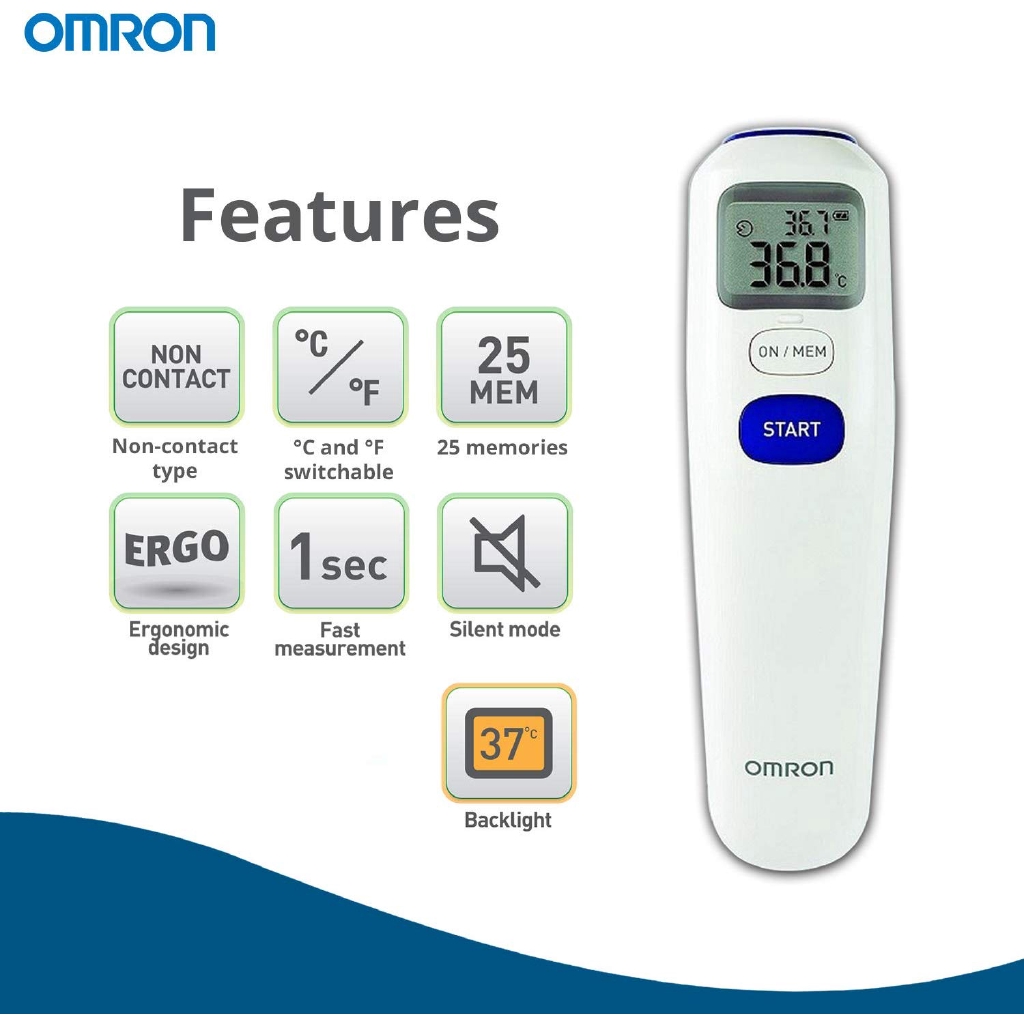 Omron OM-MC720-E Non Contact Easy to Hold Design Digital Forehead Thermometer