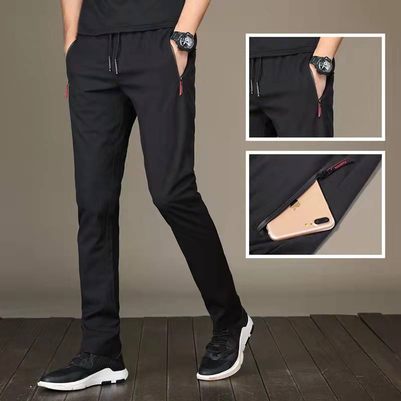 W&HUILISHI 28-36size Stretchable High Waist Men's Zipper Pocket Casual ...