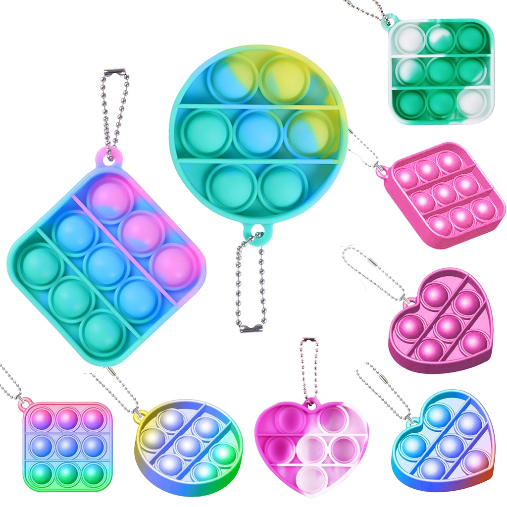 Pop it Fidget Toys Fidget Keychain Mini Push Pop Bubble Sensory Toy