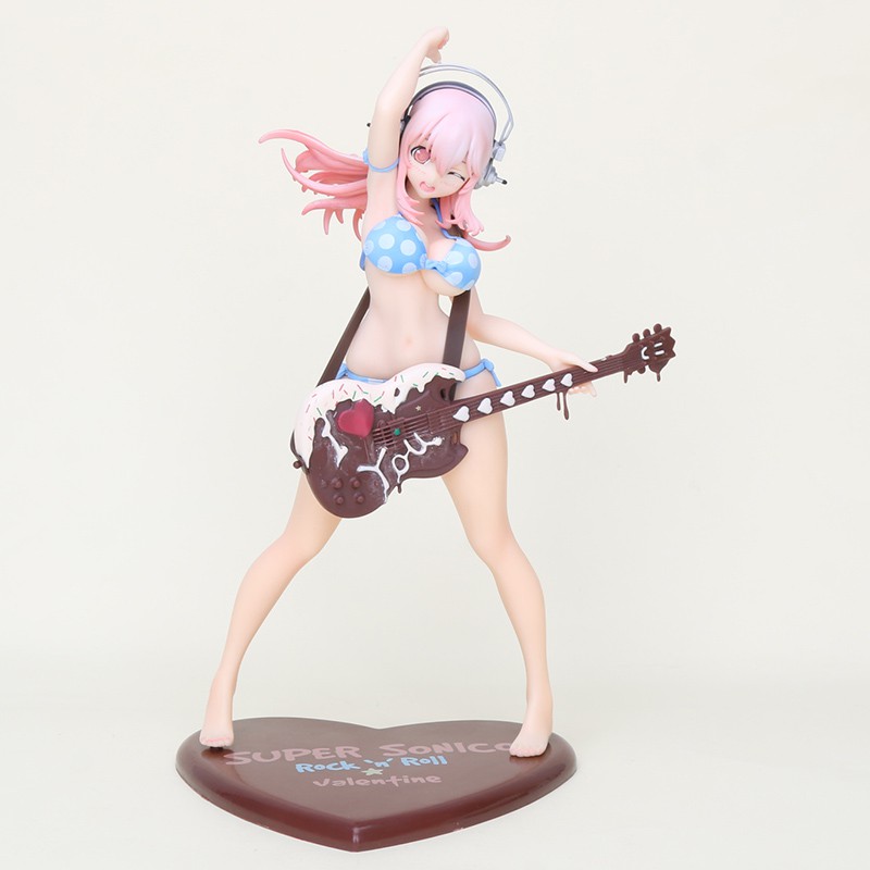 Anime Super Sonico Chocolate & Guitar Bikini Ver PVC Figure New No Box 25cm 