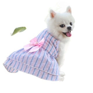 Puppy vertical striped butterfly skirt summer Pet dog skirt princess dog wedding dress cat skirt Shi