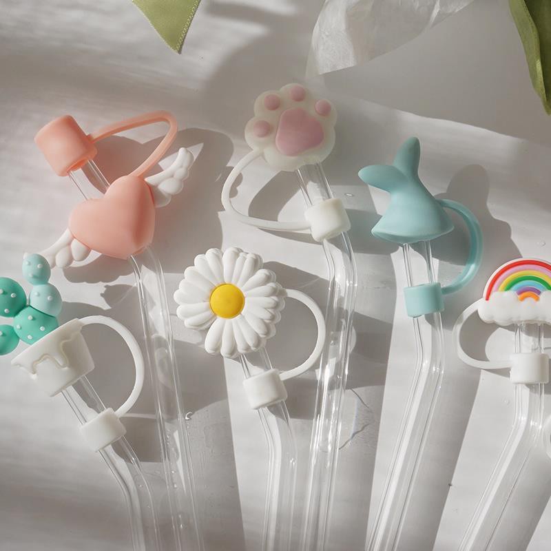 Dustproof Silicone Straws Cover Creative Cute Silicone Environmental Protection Straw Plug Straw Baby Kids Water Cup Acc