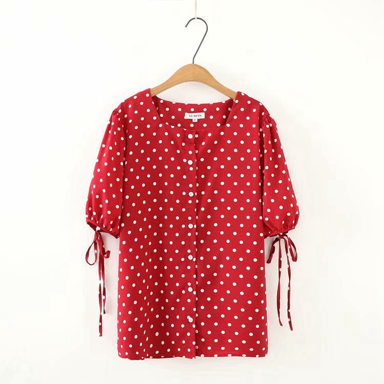 plus size red polka dot blouse