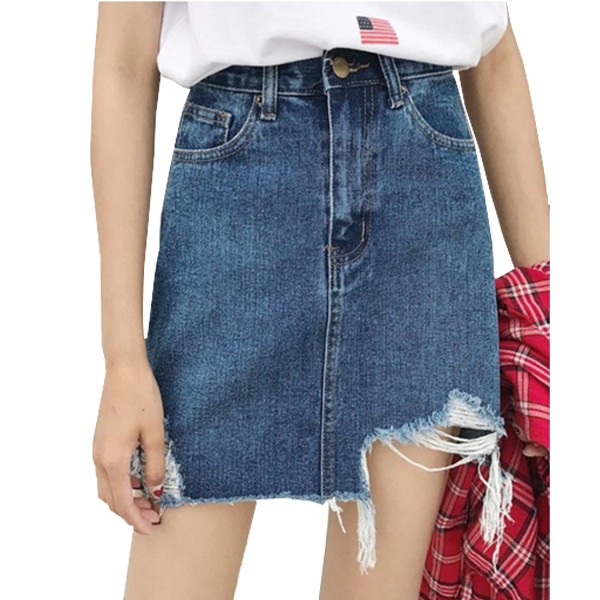 denim tattered skirt