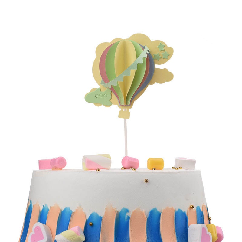 Hot Air Balloon Cake Topper Birthday Romantic 3D Cloud Airplane Cake Decoration