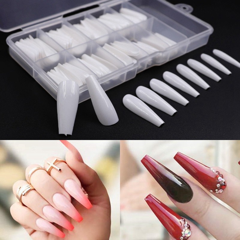 Long Ballerina Half Nail Tips Clear Coffin False Nails Abs Artificial Diy False Fake Nail Art Tips Shopee Philippines