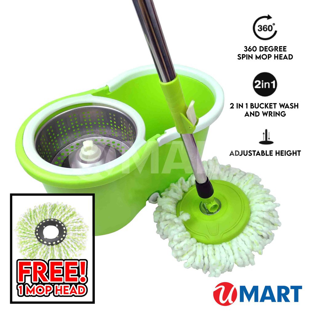Spin Mop and Bucket Free Hand Washing Floor Cleaning Mop Magic