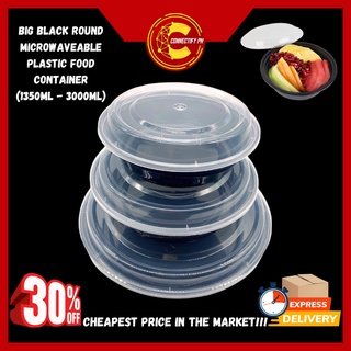 [50PCS] BIG BLACK ROUND MICROWAVEABLE PLASTIC FOOD CONTAINER #1