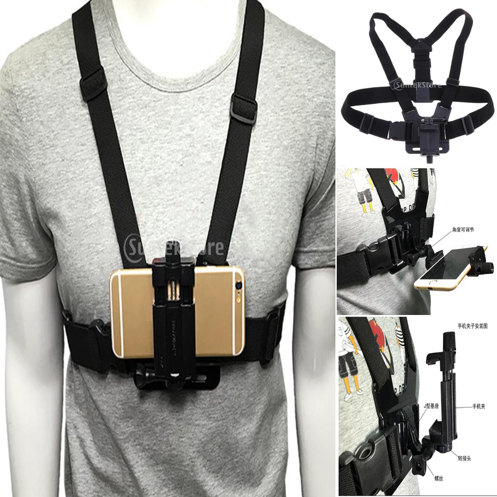 Chest Mount Harness Strap with Phone clip Holder for mobile phone ...