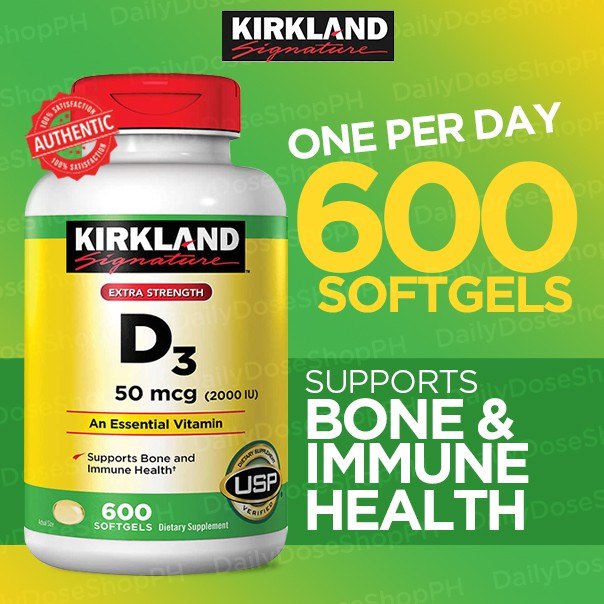 Kirkland Vitamin D3 600 Softgels (2000 IU) Shopee Philippines