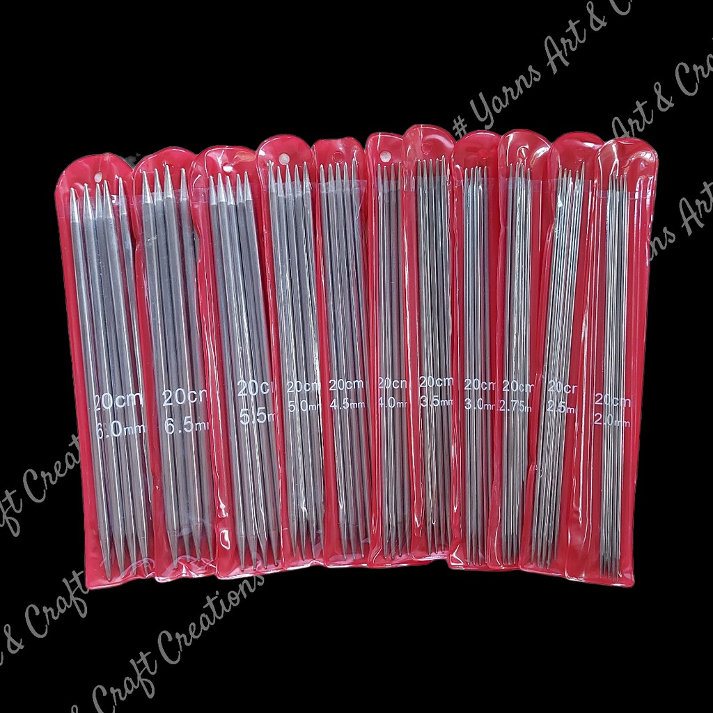 Yarns Art 1 SET = 5 PCS. DOUBLE POINTED STAINLESS STEEL KNITTING