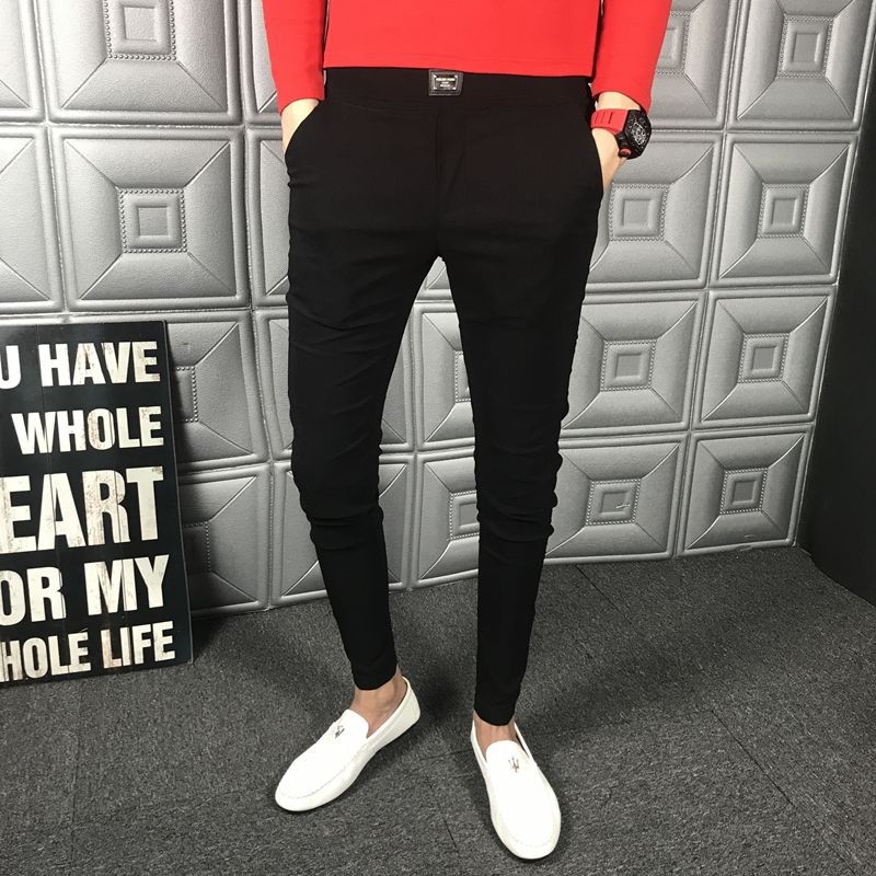 Men's Casual Slim Tights Feet Sports Pants Summer han edition cultivate one''s morality pants ...