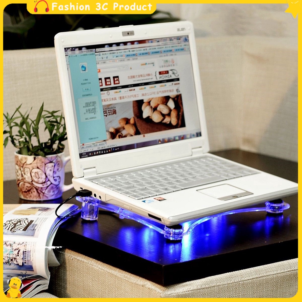 3 Fans USB Cooler Cooling Pad Stand LED Light Radiator for Laptop PC Notebook 