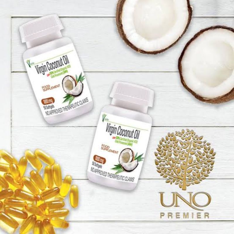 Uno VIRGIN COCONUT OIL (VCO) 1000mg/capsule 100 Organic supplements softgel capsule. Shopee