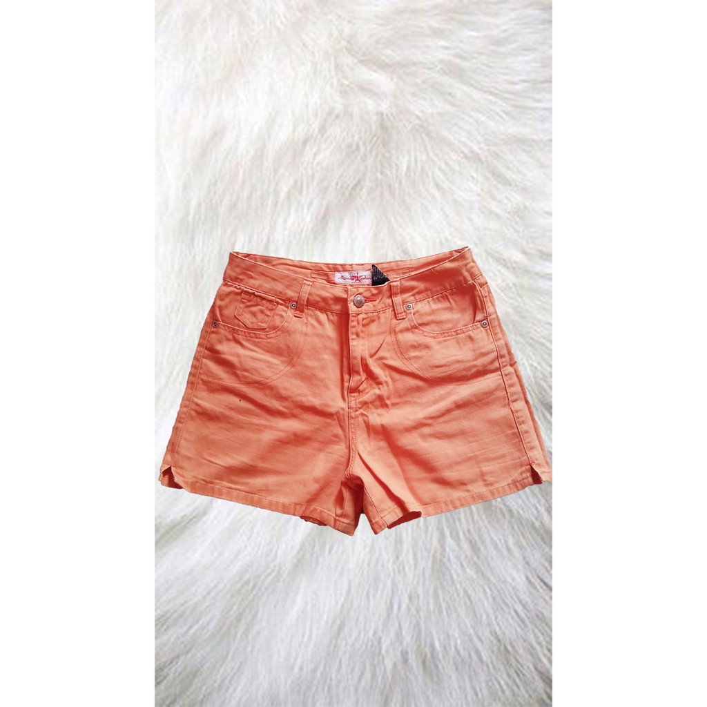 orange jean shorts