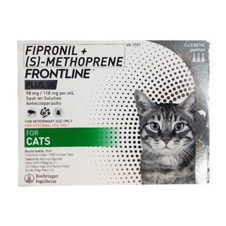 Frontline Plus Flea & Tick Spot on for Cats.50ML X 3 PIPETTES)