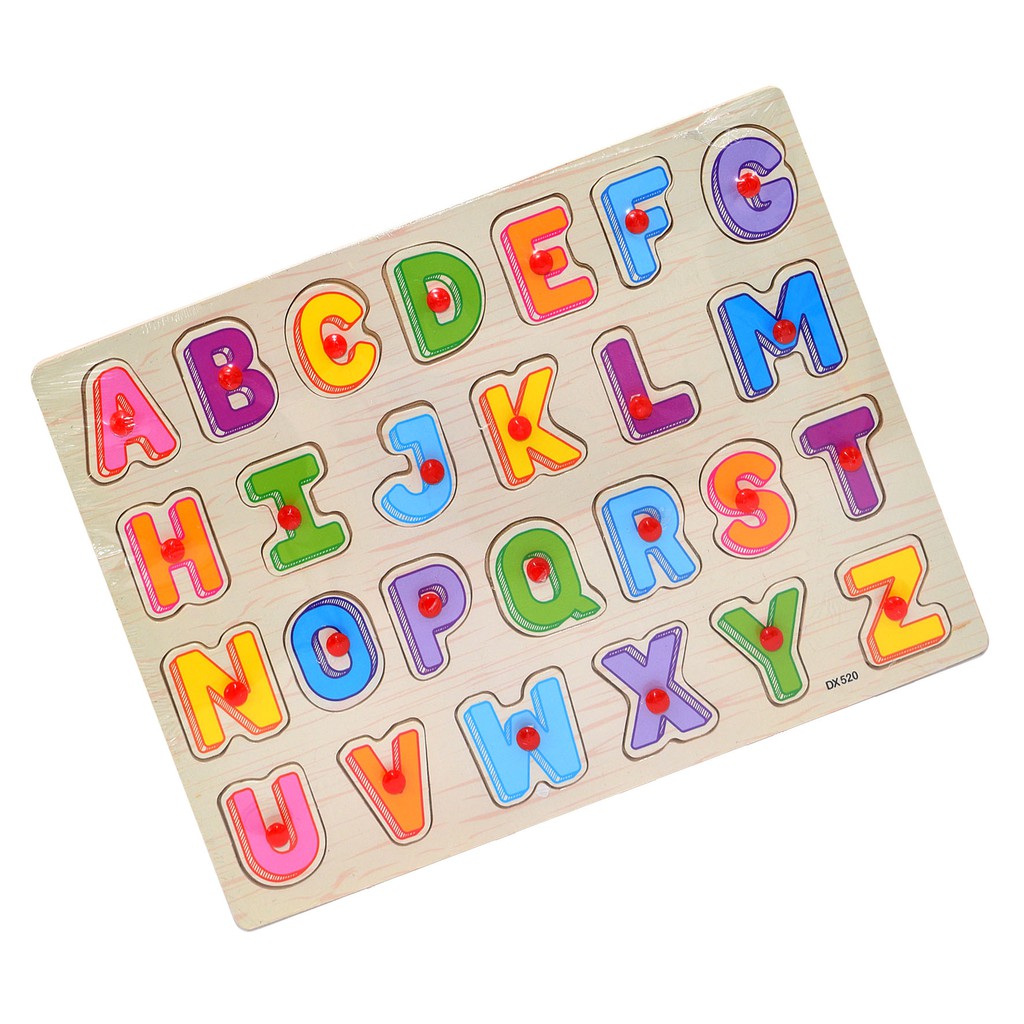 Wooden Educational Learning Letters ABC Alphabet Puzzle Tray Toy DX520