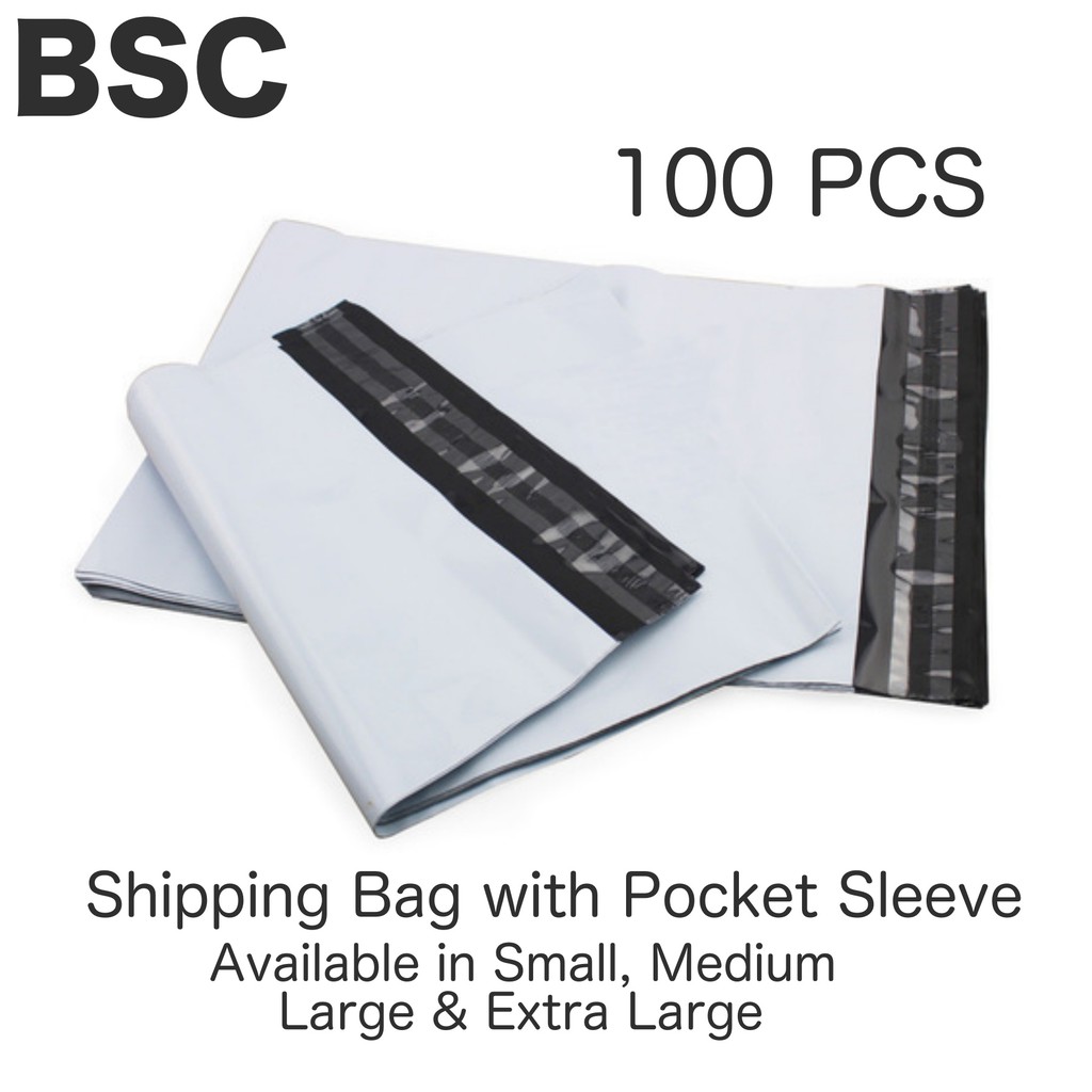 White Courier Shipping Bags with Pocket Sleeve (100 PCS) COD AVAILABLE Shopee Philippines