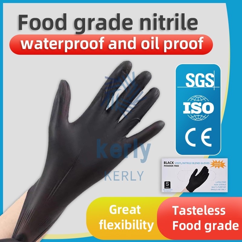 Disposable Nitrile Gloves 100PCS Surgical Powder Free Black Gloves