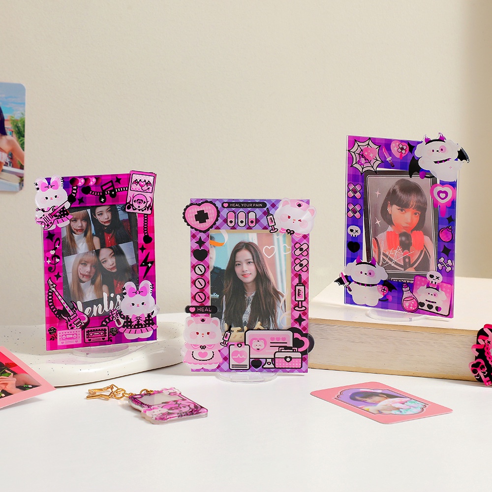 Ins 3 Inch Acrylic Photo Frame DIY Idol Photocard Display Stand Lace ...