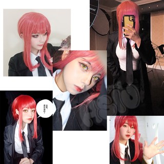 Makima Cosplay Peluca Anime Motosierra Hombre Cosplay Largo Rosa