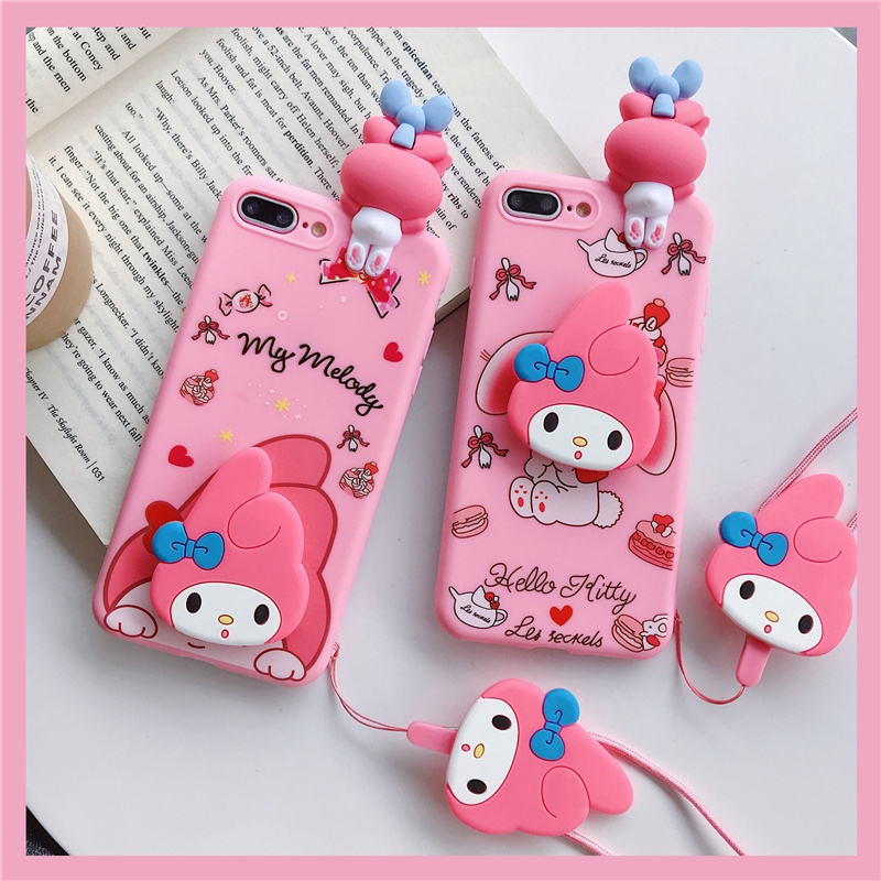Cartoon cute melody case for samsung A6 2018 A6PLUS A7 2018 A9 2018 A5 2017  A7 2017 A5 2018 A8 2018 A8PLUS With lanyard holder stand protective case