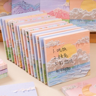 School Supplies Oil Painting Sticky Notes ins Style Simple Note Paper Japanese Strong Cute High-Value #8