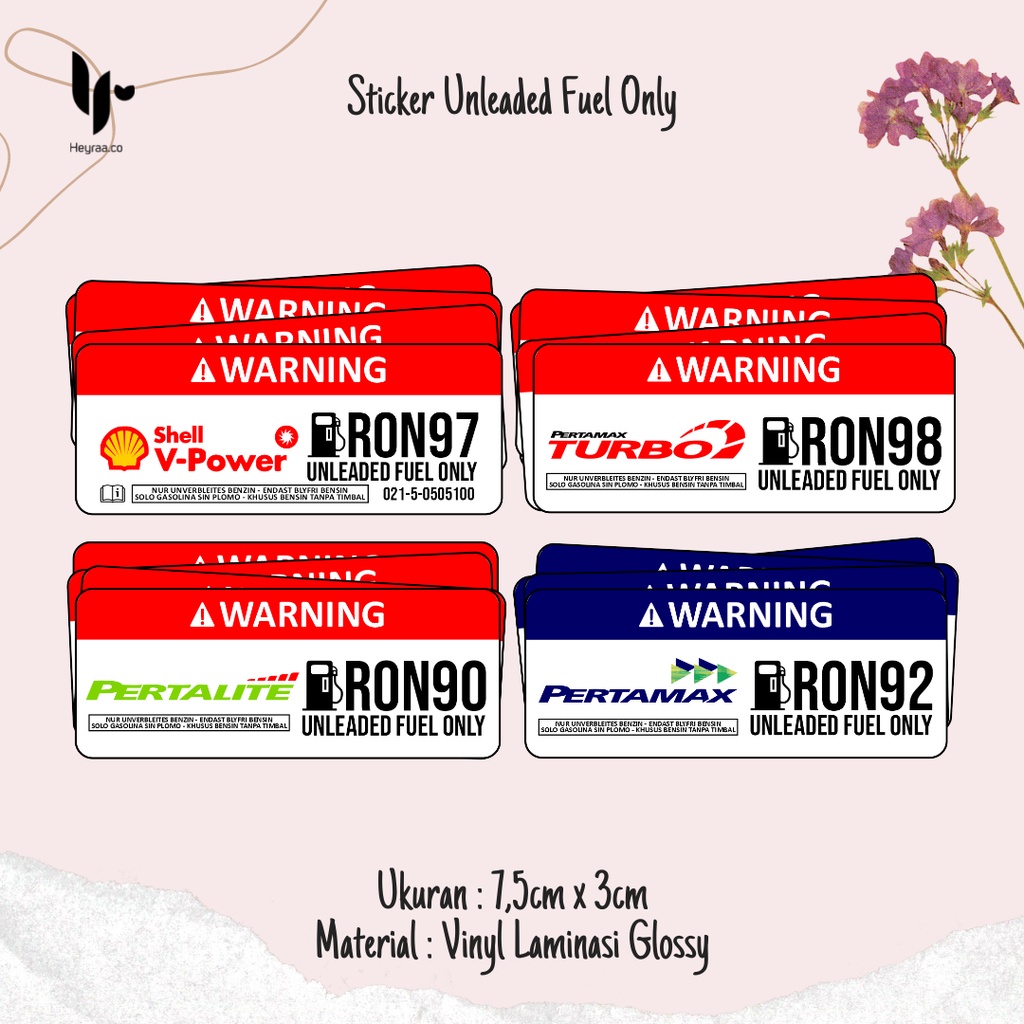 Unleaded Fuel Tank Stickers only / Gasoline Stickers / Motorcycle Tank