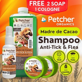 Petcher Organics Madre De Cacao Pet Fresh 3 in 1 Bundle Pack Anti Tick and Flea Dog & Cat Shampoo