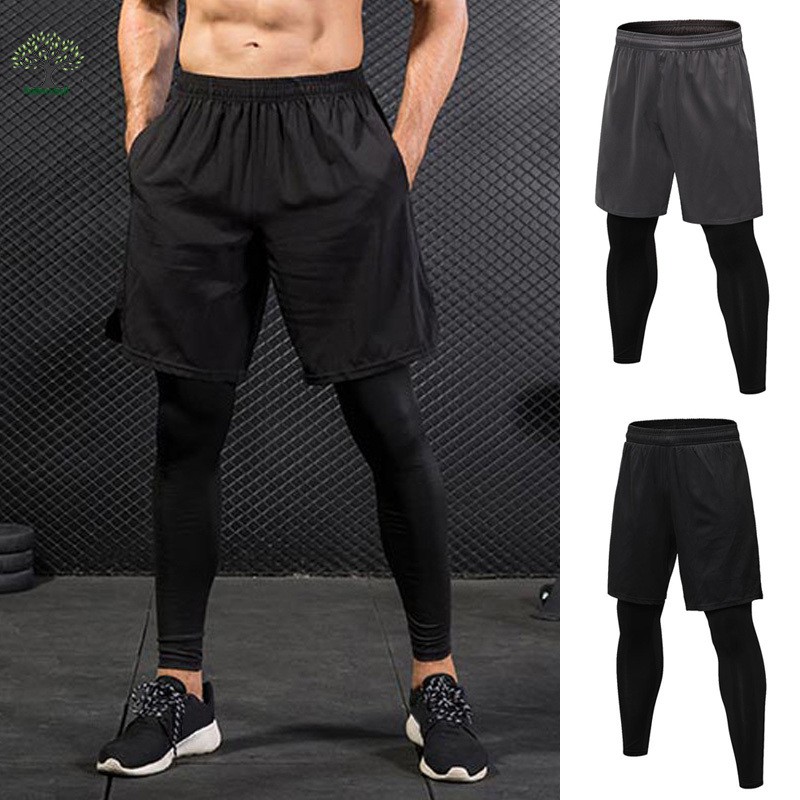 2 in 1 workout shorts men