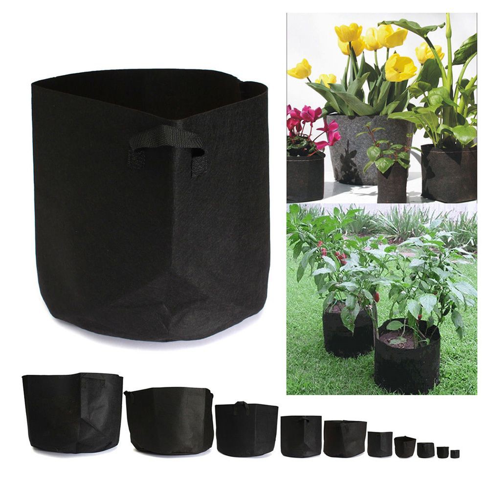 Round Grow Bag Plant Pouch Root Container Fabric Pots - 
