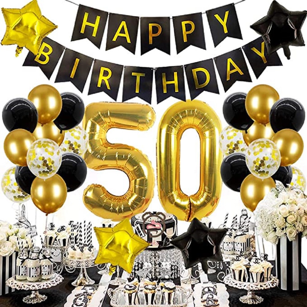 50th Birthday Decorations For Women Men 50 Number Foil Balloons Happy