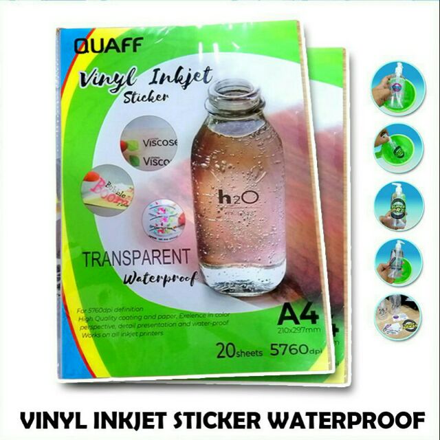 quaff vinyl inkjet sticker waterproof a4 size 20sheets per pack