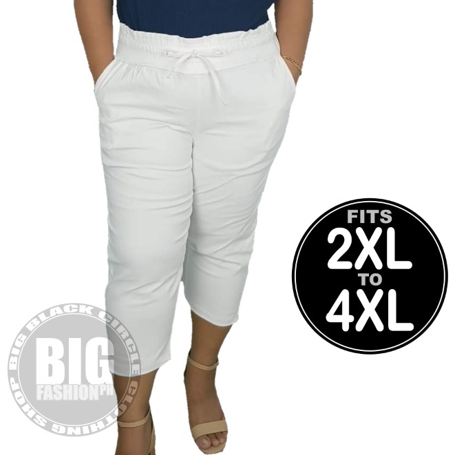 Plus Size High Waist Capri Pants with Pockets Shopee Philippines
