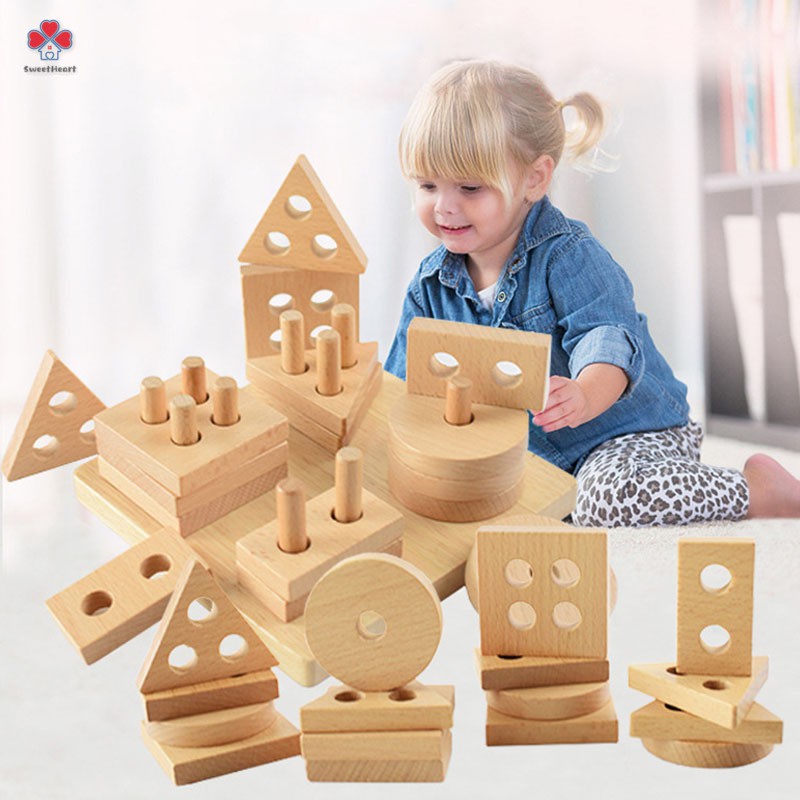 kids stacking blocks