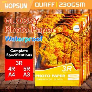 A4 5R 4R 3R High Glossy Photo Paper 180gsm 200gsm 230gsm No Back Print 20Sheets QUAFF Brand