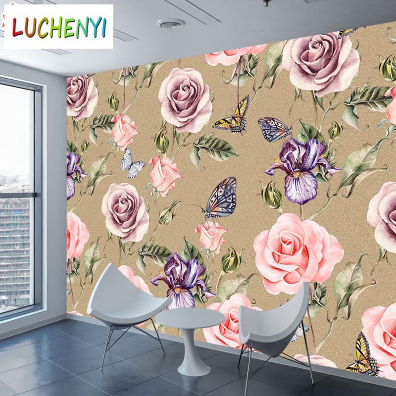 rolls home mural 3d floral walls wallpapers room 8d silk girl photo