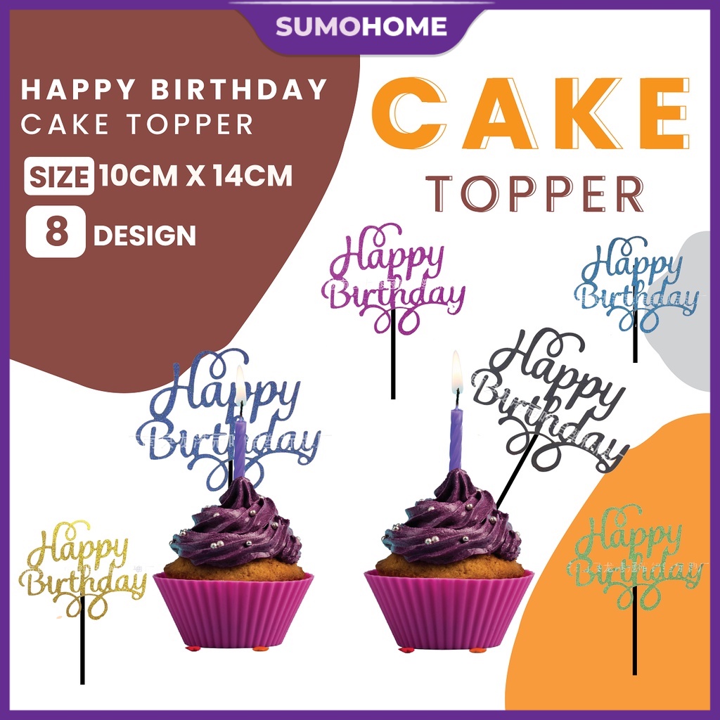 Happy Birthday Cake Topper DIY Party Cake Decoration Topper Cake Hiasan