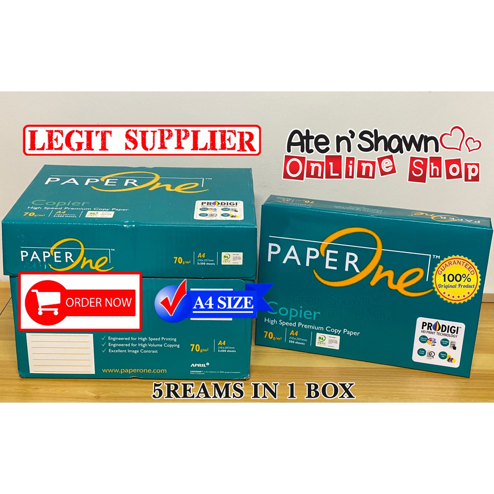 Paper One Bond Paper Size 8 25 X 11 69 Inches 1 Box 5 Reams 2 500 Sheets 100 Legit Shopee Philippines